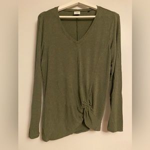 CAbi Olive Green twist long sleeve T-shirt. Size medium.